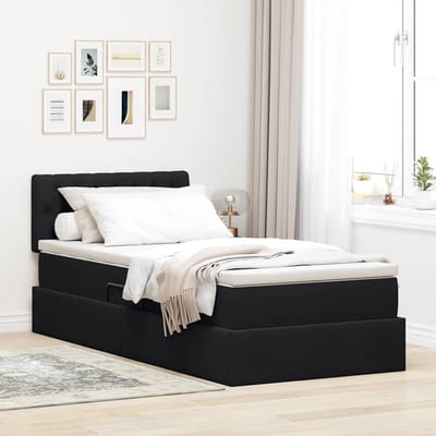 vidaXL - LED - opbergbed - met - matras - Zwart - 90 - x - 190 - cm - Fluweel
