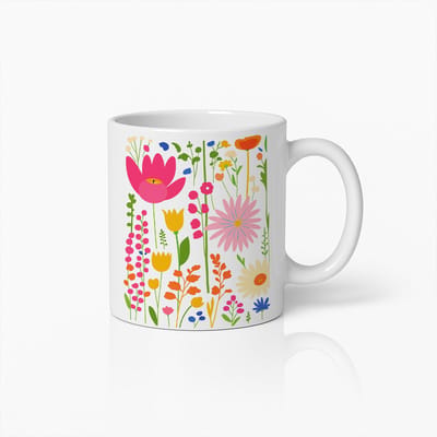 Kleurrijke Wilde Bloementuin Mok – Fel Bloemen Keramische Koffiebeker voor Natuurliefhebbers
