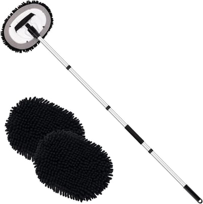 Autowasserette Borstel - Was Mop Kit - Auto Reinigen - 2-in-1 Ontwerp - 45 Inch - Zwart