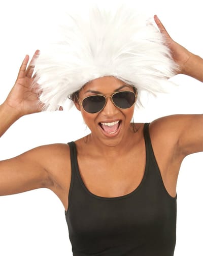 Vegaoo - Witte rockstar pruik voor vrouwen - Grijs, Wit - One Size