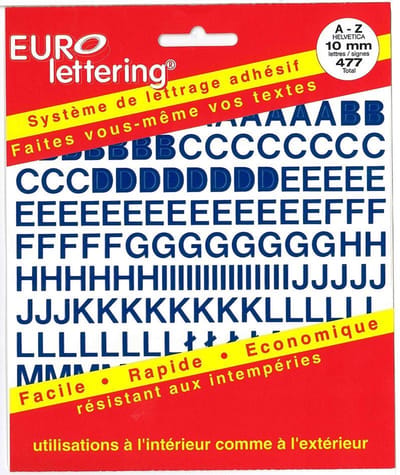 Pickup Helvetica blauw Eurolettering plaklettersboekje - 10 mm letters