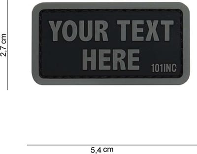 101 Inc Embleem 3D Pvc Your Text Here Zwart Grijze Letters  14080