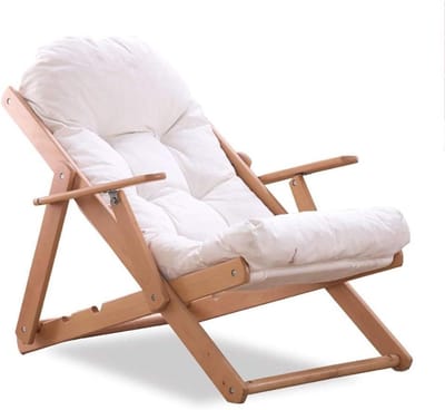 Houten Schommelstoel - Lounger Tuinstoel - Ontspannen Buiten - Inklapbaar Frame - Met Armleuningen - Naturel Hout