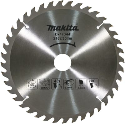 Makita D-77344 Afkortzaagblad Hout | 216 x 30 mm | 40-tands