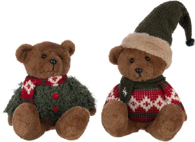 J-Line figuur Beer Winterkleren - polyester - mix - 2 stuks