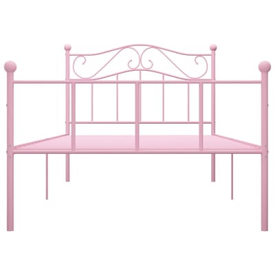 vidaXL - Bedframe - metaal - roze - 90x200 - cm