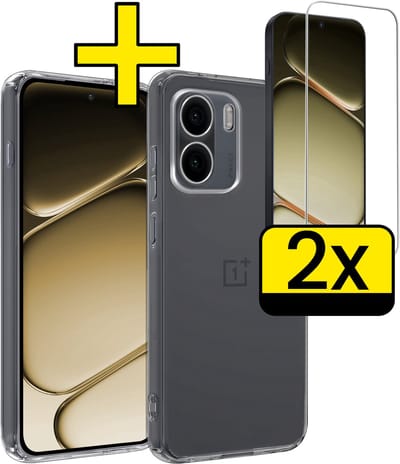 Hoesje - Met 2x Screenprotector - Geschikt voor OnePlus 15R - Sterk & Shockproof - Back Cover - Siliconen Case - Telefoon Hoes - Telefoonhoesjes - Transparant