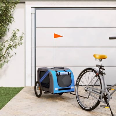 Fietskar Hond - Dierenkar Aanhanger - Comfortabel Reizen - Robuust IJzeren Frame - 45 kg Laadvermogen - Blauw Grijs