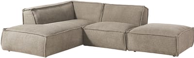 MASSIVMOEBEL24.DE hoekbank taupe hout 195x220x79 cm SOFAS deels gemonteerd