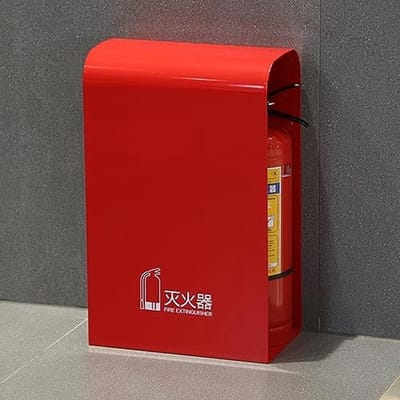 Brandblusser Kast - Brandblusser Standaard Vloer - Veiligheid Verhogend - Roestvrij Staal Constructie - 55 cm Hoog - Rood