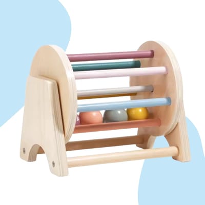 LiasToys - Open spinning drum - Baby Speelgoed 1 jaar - Montessori Speelgoed - Draaiende Trommel - Houten speelgoed - Muziek