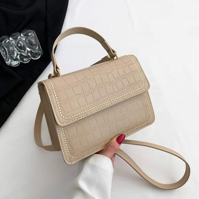 Nieuwe Koreaanse Stijl Trendy Kleine Vierkante Tas Modieuze Eenvoudige Handtas Casual Gepersonaliseerde Schoudertas Retro Crossbody Tas beige