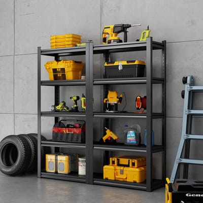 DESMIU Metalen Stellingkast - Verstelbare Zware Opslag Met 5 Niveaus En 650 Kg Draagkracht - Voor Garage En Huis - Staal - Zwart - 160x80x40 Cm