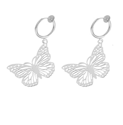 Klem oorbellen- Filigraan- vlinder-zilverkleur-geen gaatje-Charme Bijoux
