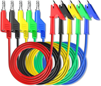 5 Stuks Bananenstecker 4 mm naar Krokodillenklem Testdraden - Stapelbare Stekkertestklemmen voor Multimeter - 100 cm Elektrische Testkabel