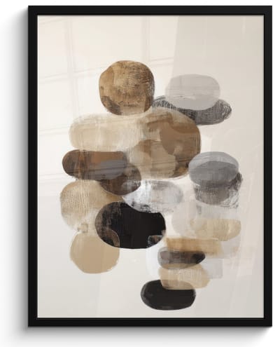 Poster in lijst - Fotolijst 60x80 cm - Posters - Ovaal - Kleurvlakken - Penseelstreken - Posterlijst zwart - Decoratie - Wanddecoratie woonkamer - Muurdecoratie slaapkamer