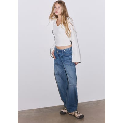 Stradivarius T-shirt met V-hals en kimonomouwen  Ecru XS