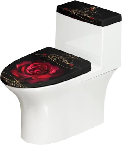 Toiletdeksel Set - Toilet Seat Cover - Badkamer Decoratie - Elastische Pasvorm - 2 stuks - Rood