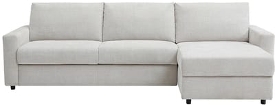 Vente-unique Omkeerbare hoekslaapbank express in beige stof - Slaapoppervlak 140 cm MILAVO