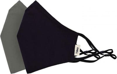 Katoenen Mondkapje - 2 Pack - Black/Khaki