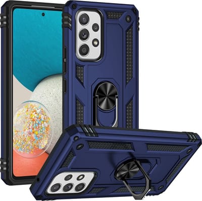 MobyDefend Hoesje - Geschikt voor Samsung Galaxy A53 - Pantsercase Met Draaibare Ring - Blauw