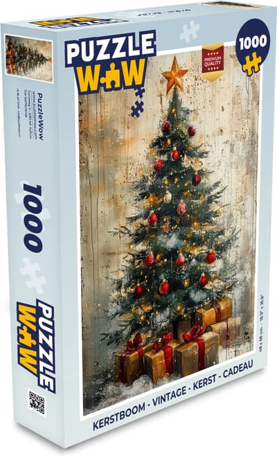 Puzzel Kerstboom - Vintage - Kerst - Cadeau - Legpuzzel - Puzzel 1000 stukjes volwassenen - Kerst - Cadeau - Kerstcadeau voor mannen, vrouwen en kinderen