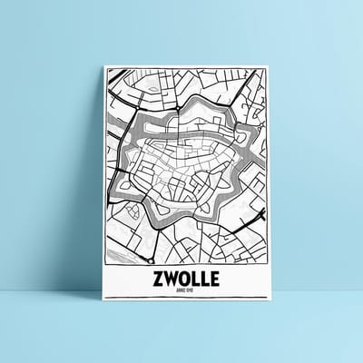 Plattegrond Zwolle - Tekening - A5 kaart - Stadskaart