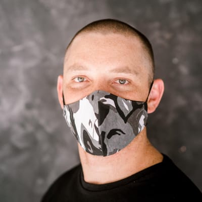 Premium kwaliteit katoen mondkapje - mondmasker - gezichtsmasker | herbruikbaar / Wasbaar | Camo Grijs - AWR