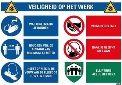 Pickup bord veiligheid op het werk en de werkvloer social distance