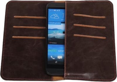 Mocca Pull-up Medium Pu portemonnee wallet voor HTC