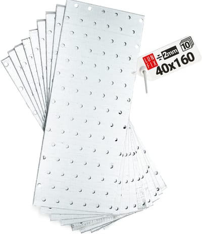 LUN FIX - Flachverbinder 160 x 40 x 2mm - 10 stuks - perforatieplaat - verbindingsplaat - verbindingsplaat - connector - houtverbinder - verzinkt