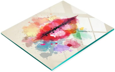 Keukenplank van gehard glas met decoratieve afbeeldingen en kleurrijke randen, 60x52 cm
