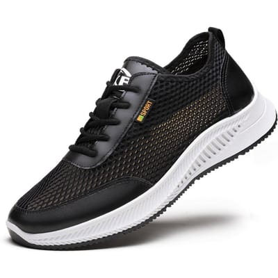 Heren Sneakers Nieuw Mesh Ademend Wit Platform Hardloopschoenen Comfortabel Buiten Sport Heren Schoenen Tenis Masculino tenis 44 zwart