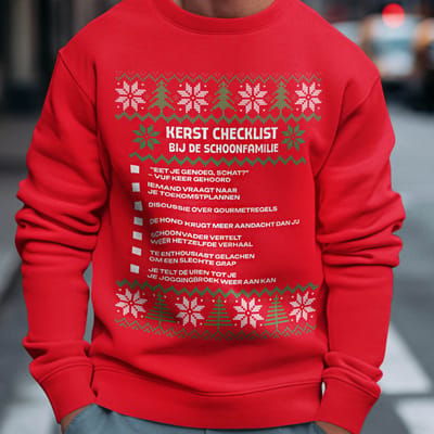 Kerst Trui Rood Kerst Checklist - Bij De Schoonfamilie XS