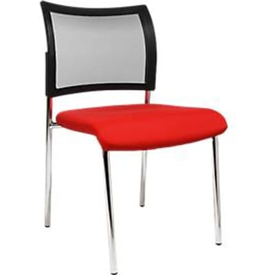 Bezoekersstoel, 4-poot, gaas, zonder armleuningen, set van 2, rood