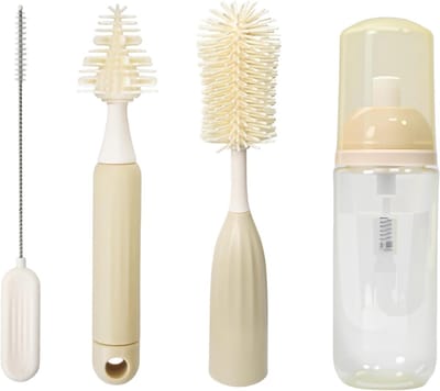 Set van Flessenborstels voor Baby's, Siliconen Flesreiniger, Borstels voor Flessen en Melkpompen, Inclusief Reiszak