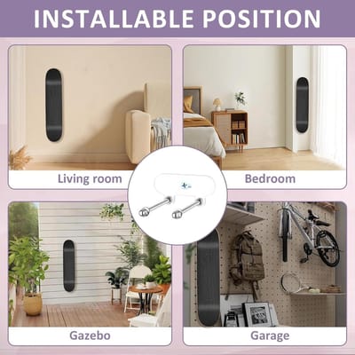 Skateboard Wall Mount - Opbergrek voor Skateboard - Metaal - Inclusief Montagemateriaal - Acryl Skateboarddrager - Voor Skateboard Deck Display en Opslag - Wandmontage voor Woonkamer en Garage