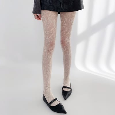 Franse Sokken Jacquard Witte Panty Broek Leeg Bedrukt Kant Visnet Legging Mode Onderkant Voor Vrouwen Hoge Taille Kousen 1Pcs Tights gray
