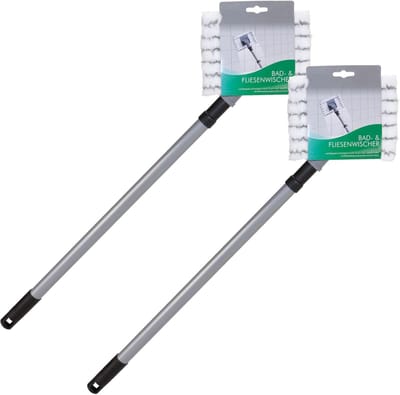 Novaliv 2X Tegelreiniger Badkamerwand met Telescopische Steel incl. Microvezelhoes Tegelwisser Badkamerwisser Tegelreiniger Badkamer