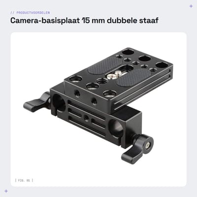 Dailygoods- Camera-basisplaat geïntegreerd met 15 mm dubbele staaf klem - Universele basisplaat - Rubber kussens - Balanscontrole - Lichtgewicht 179,3 g - 1/4 inch montageschroef - Camera Rig