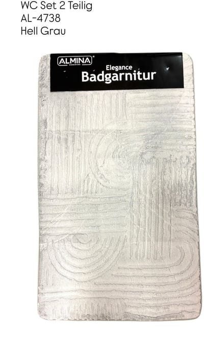 Almina WC Set 2-Delig – Badgarnitur – 60×100 cm + 60×50 cm – Luxe Badmat & Toiletmat – Licht Grijs