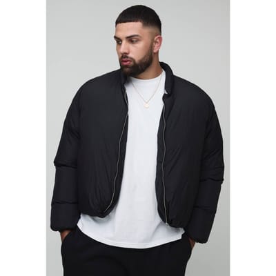 Plus Mono Gewatteerde Oversized Bomberjack | Black | Size 2XL