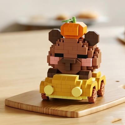 Schattige Capybara Bouwsteen Set Bureau Decoratie Model Cartoon Dieren Cavia Ornamenten Capybara Blokken DIY Speelgoed Verjaardagscadeau brown