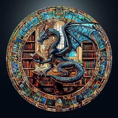 Ronde Legpuzzel van 1000 Stukjes - Drakenbibliotheek Motief