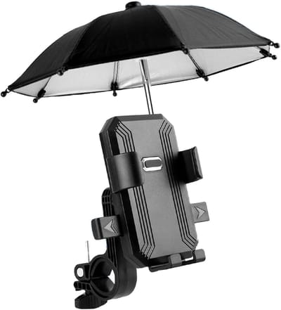 SnelShoppen - Black Bicycle Mobiele Telefoon Parasol - 360° Rotatable - Geschikt voor de meeste Mobiele Telefoons - Duurzaam Plastic en Siliconen - Pe