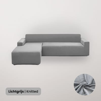 BankhoesDiscounter Knitted Hoekbank Hoes – Hoekbank – Sofa Cover – Bankbeschermer – Bankhoezen Voor Hoekbank – Lichtgrijs – Set van M3 + M3