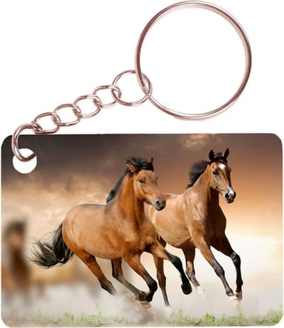 Sleutelhanger 6x4cm - Bruine paarden