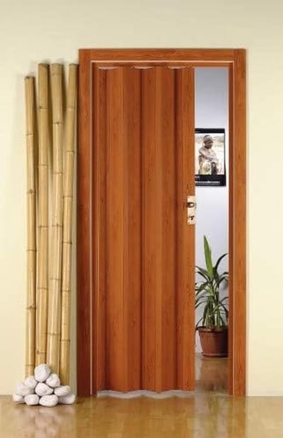 Voudeur PVC - Schuifdeur Binnendeur - Ruimte Verdelen - Sterke Constructie - 88.5 x 214 cm - Bruin