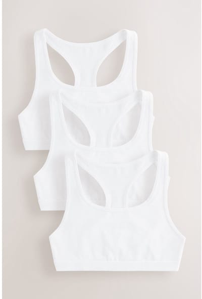 Next - Meisjes - Set van 3 korte tops met racerback - Wit