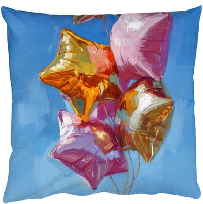 Sierkussens - Kussentjes Woonkamer - 50x50 cm - Ballonnen - Goud - Stervorm - Roze